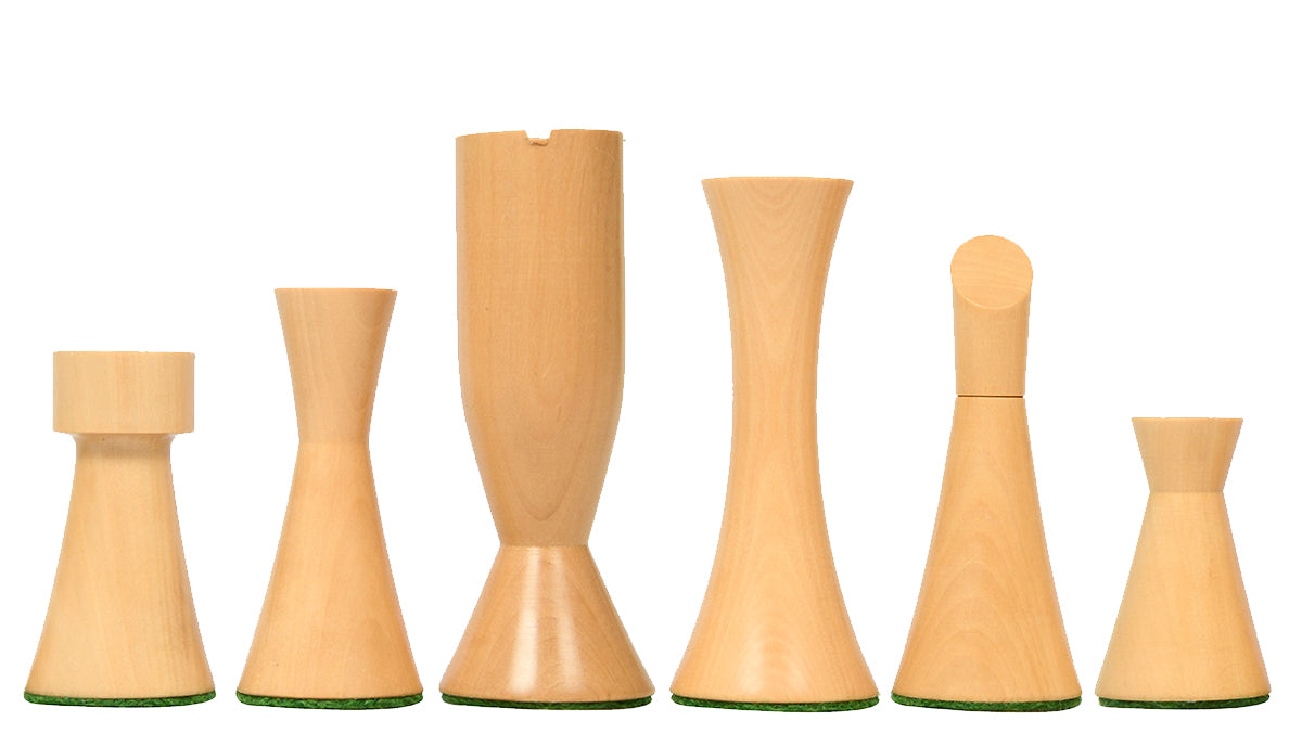 Minimalist Series Midnight Contemporary Chess Pieces in Ebonized Boxwood & Box Wood - 3.4" King