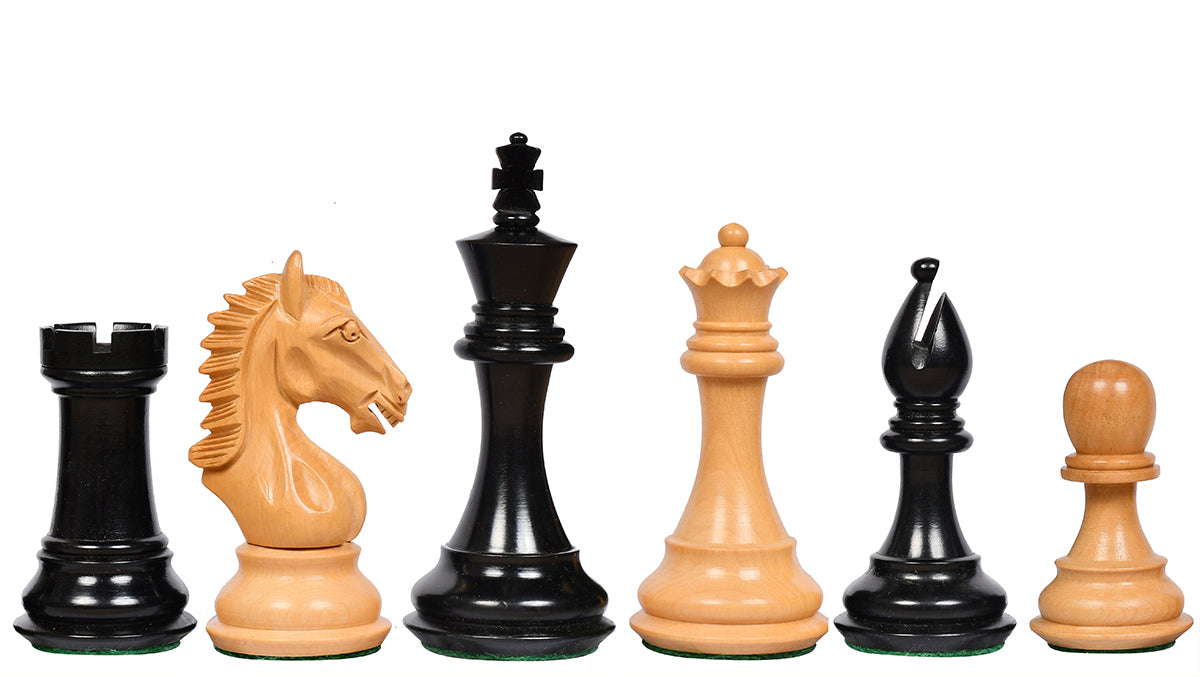 CB The Derby Knight Staunton Pattern Weighted Chessmen in Ebonized Boxwood - 4.1" King