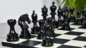 Indian Chetak II Customized Lead Weighted Luxury Chess Pieces in Ebony wood / Boxwood - 4.3" King extra Queens