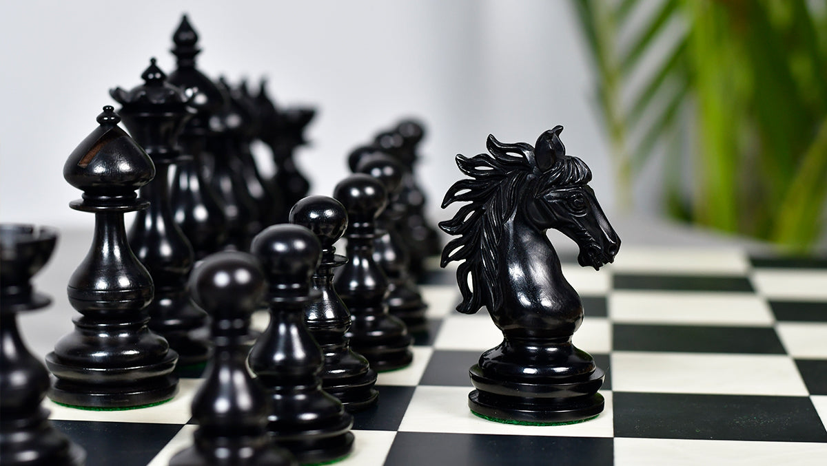Wild Stallion Luxury Chess Pieces in Ebony & Boxwood - 4.4" King
