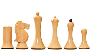 Minimalist Soviet-Style Chess Pieces In Ebonized & Boxwood - 3.7” King
