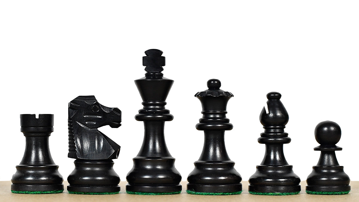 French Lardy Exclusive Wooden Chess Pieces – Handcrafted Ebonized & Boxwood | 3" King with Extra Queen