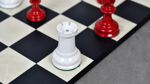 1849 Original Staunton Pattern Painted Chess Pieces (Lacquer Finished) Red Painted Crimson & Ivory White - 4.5" King