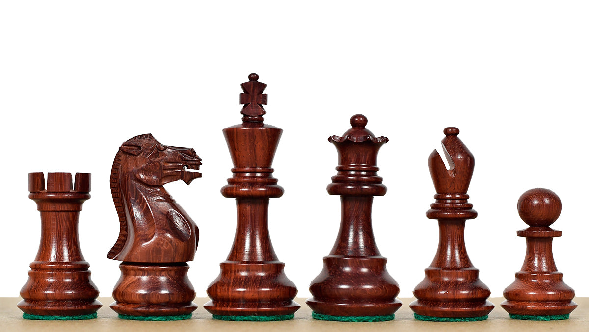 Classic 101 Staunton Series Club Size Weighted Chess Pieces in Bud Rosewood & BoxWood - 3.0" King
