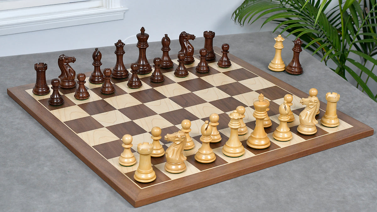 The Honour of Staunton (HOS) Series Weighted Chess Pieces in Sheesham & Natural Boxwood - 4.0" King
