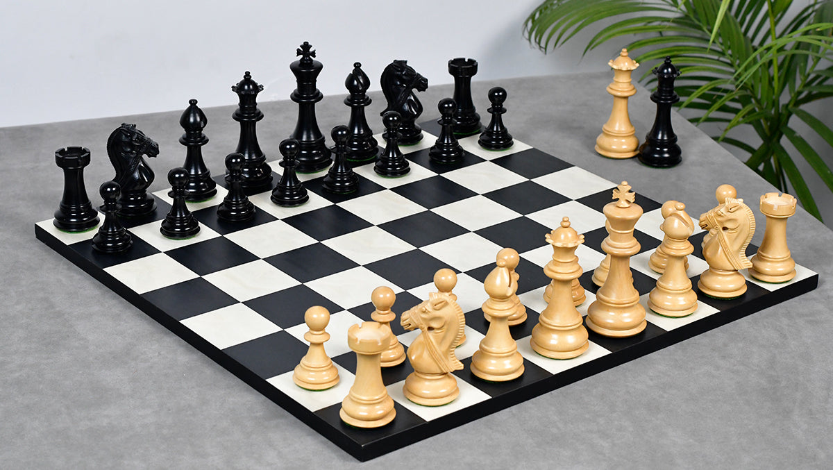 Noble Stallion Chess Set Bridle Edition in Ebony & Box Wood - 4.8" King