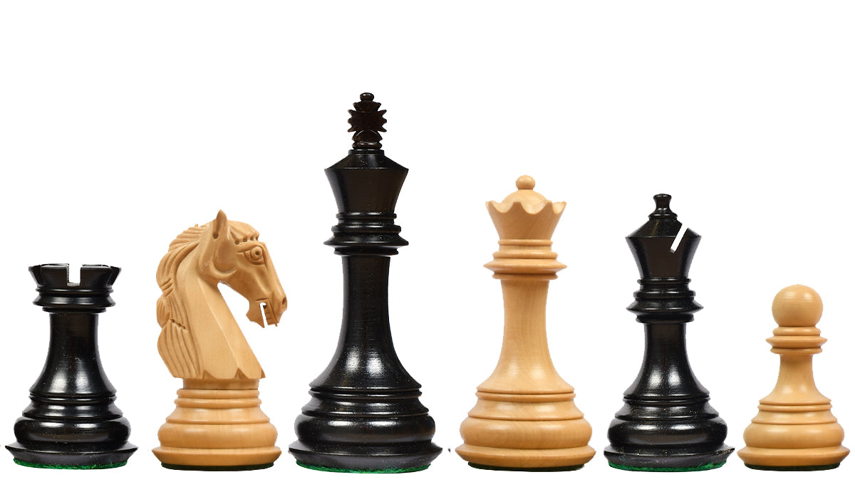 The New Columbian Staunton Series Chess Pieces in Ebony Wood & Box wood - 3.8" King