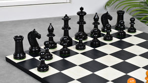 19th Century Antique Austrian Series Chess Pieces in Ebonized Boxwood & Antiqued Boxwood - 4.27" King - Colllector Chess
