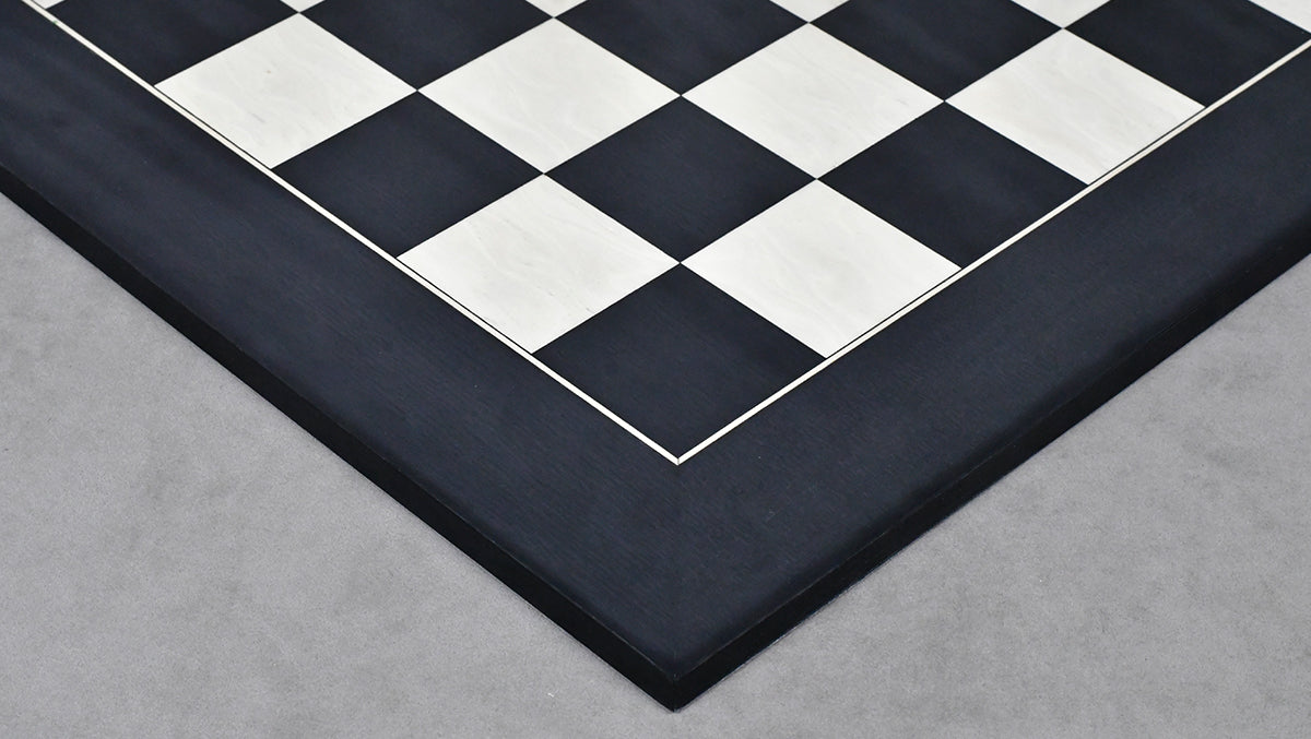 Combo Of Old Vintage English Staunton Series Chess Pieces in Ebonized Wood & Boxwood - 3.8" King With Wooden Black Anigre/ Maple Chess Board