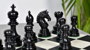 Indian Chetak II Customized Lead Weighted Luxury Chess Pieces in Ebony wood / Boxwood - 4.3" King extra Queens