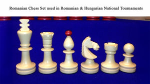 Romanian-Hungarian National Tournament Weighted Chess Pieces in Indian Rosewood & Natural Boxwood - 3.8" King
