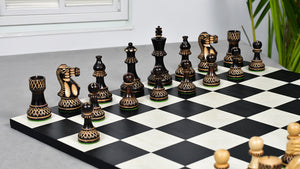 Burnt Blazed Series Handcarved Chess Pieces in Burnt Box Wood - 3.8" King - Best Seller
