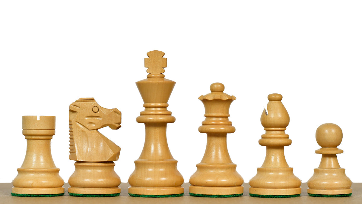 French Lardy Exclusive Wooden Chess Pieces – Handcrafted Ebonized & Boxwood | 3" King with Extra Queen