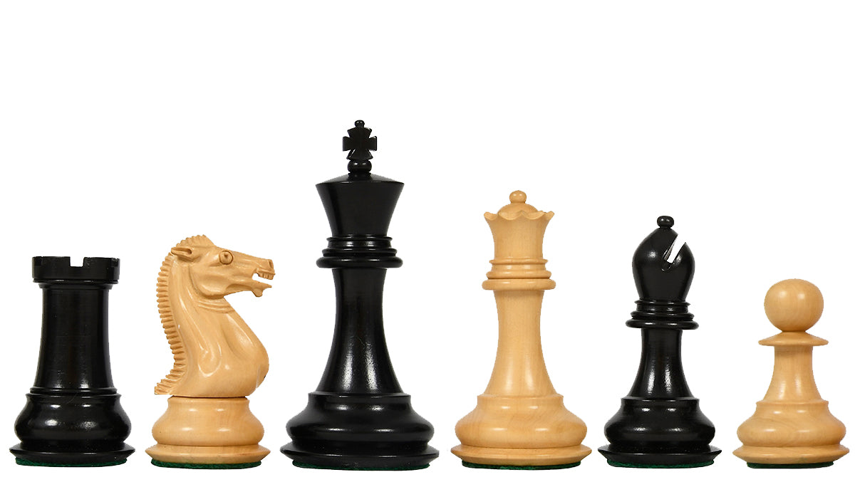 The Modern Staunton Series Chess Pieces in Ebony & Box Wood - 3.75" King