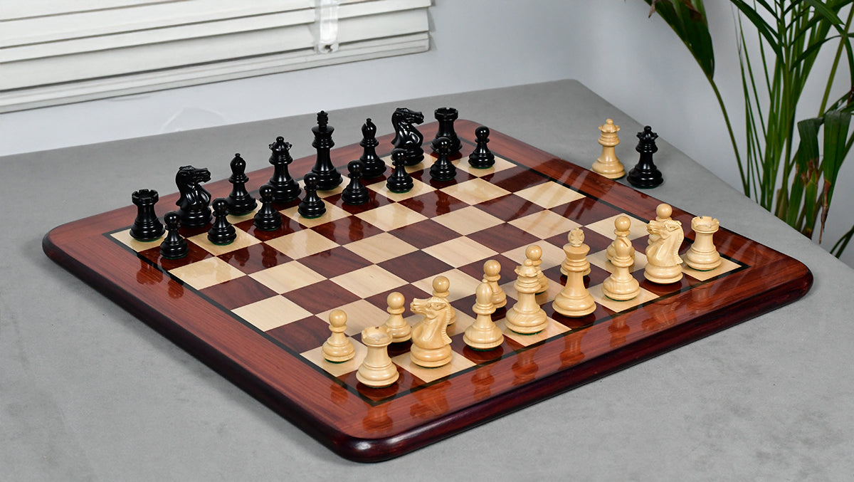 Collector Series Handcarved Staunton Chess Pieces in Ebonized Boxwood & Natural Boxwood - 2.6" King