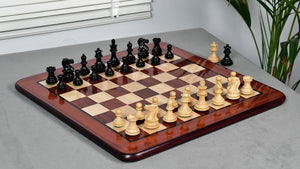 Collector Series Handcarved Staunton Chess Pieces in Ebonized Boxwood & Natural Boxwood - 2.6" King