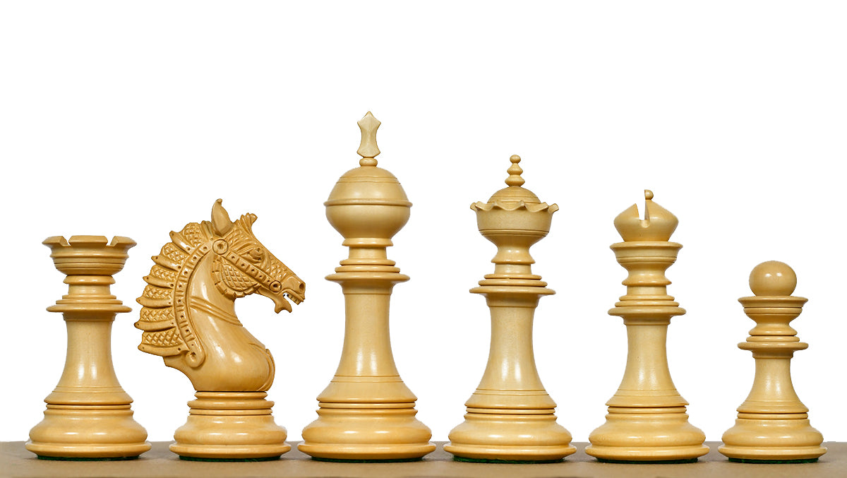 The Sikh Empire Series Triple Weighted Wooden Handmade Chess Pieces in Genuine Ebony Wood and Indian Boxwood - 4.5" King with Extra Queens