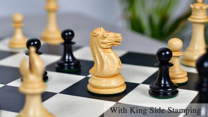 1849 Original Staunton Pattern Wooden Heavy Chess Pieces in Ebony / Boxwood with King Side Stamping - 3.75" King