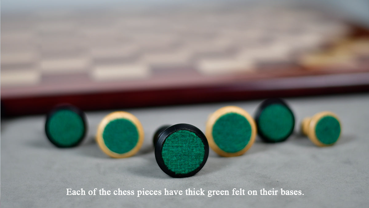 Collector Series Handcarved Staunton Chess Pieces in Ebonized Boxwood & Natural Boxwood - 2.6" King