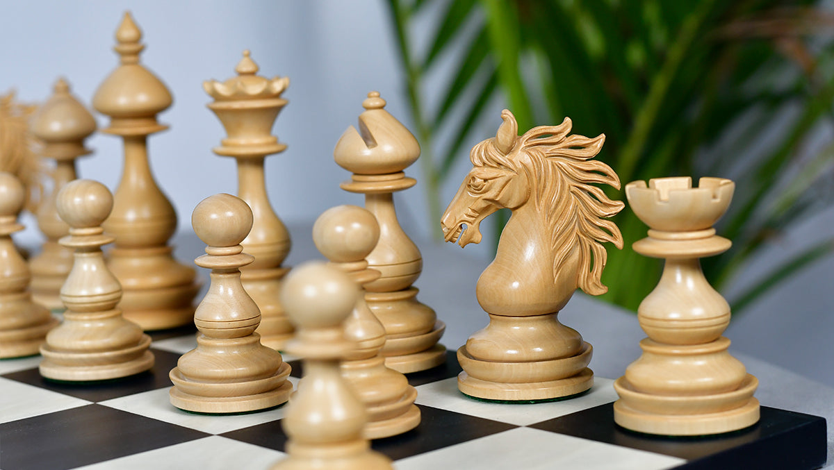 Wild Stallion Luxury Chess Pieces in Ebony & Boxwood - 4.4" King