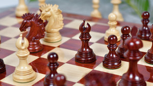 New Indian-American Luxury Series Triple Weighted Chess Pieces in Bud Rosewood(Padauk) / Boxwood Ver 2.0 - 4.4" King