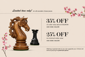 1900s' American Chess Company Reproduction Tournament Chess Set -  Black Ebonized & Antiqued Boxwood 3.8" King