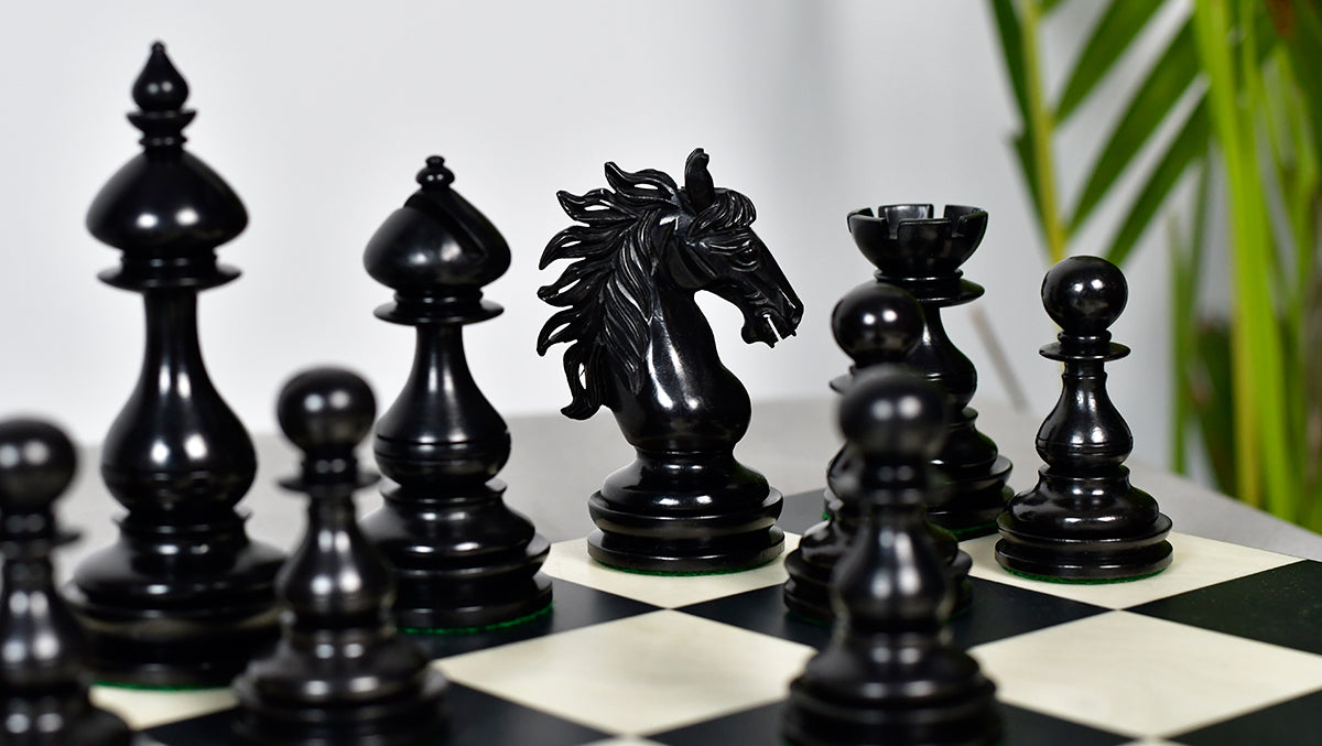 Wild Stallion Luxury Chess Pieces in Ebony & Boxwood - 4.4" King