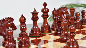 New Indian-American Luxury Series Triple Weighted Chess Pieces in Bud Rosewood(Padauk) / Boxwood Ver 2.0 - 4.4" King