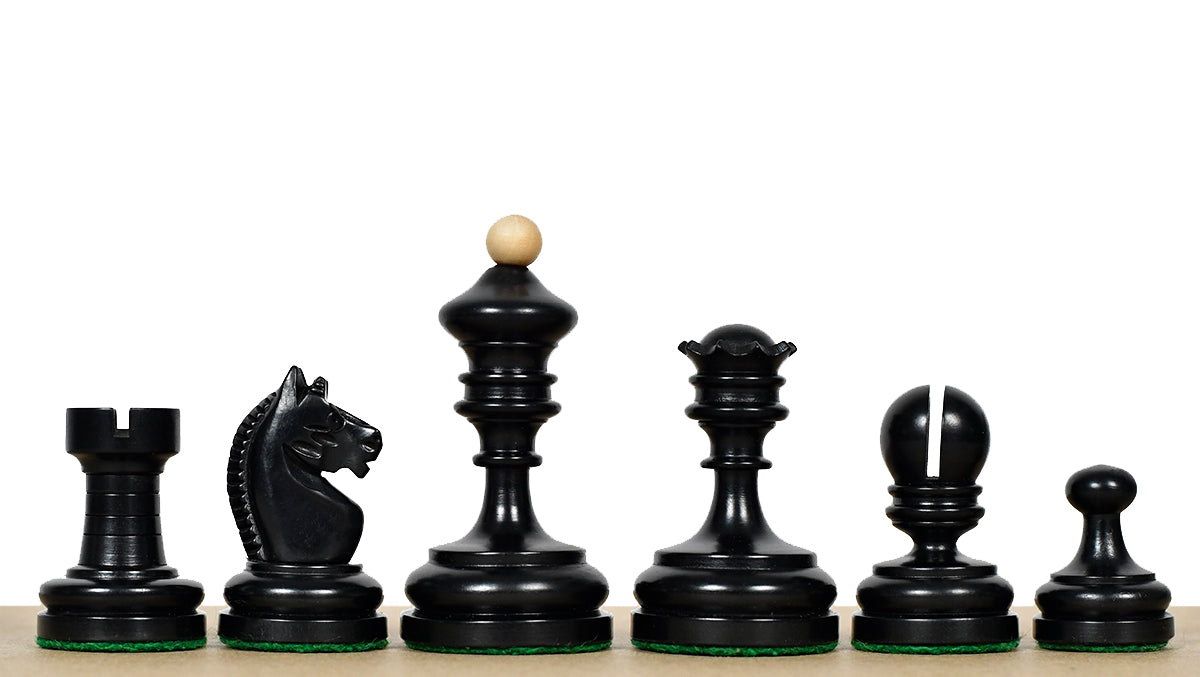 Vintage 1930 Knubbel Analysis Chess Pieces in Ebonized and Natural Boxwood - 3" King
