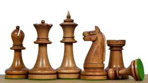 1900s' American Chess Company Reproduction Tournament Chess Set -  Black Ebonized & Antiqued Boxwood 3.8" King