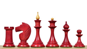 1950s' Soviet (Russian) Latvian Chess Pieces in Stained Crimson / Box Wood - 4.1" King - 1050 Grams
