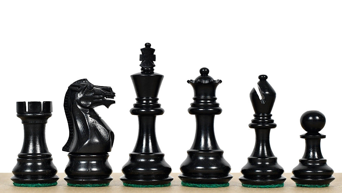 Classic 101 Staunton Series Club Sized Wooden Chess Pieces In Ebony Wood & Box Wood - 3.0" King