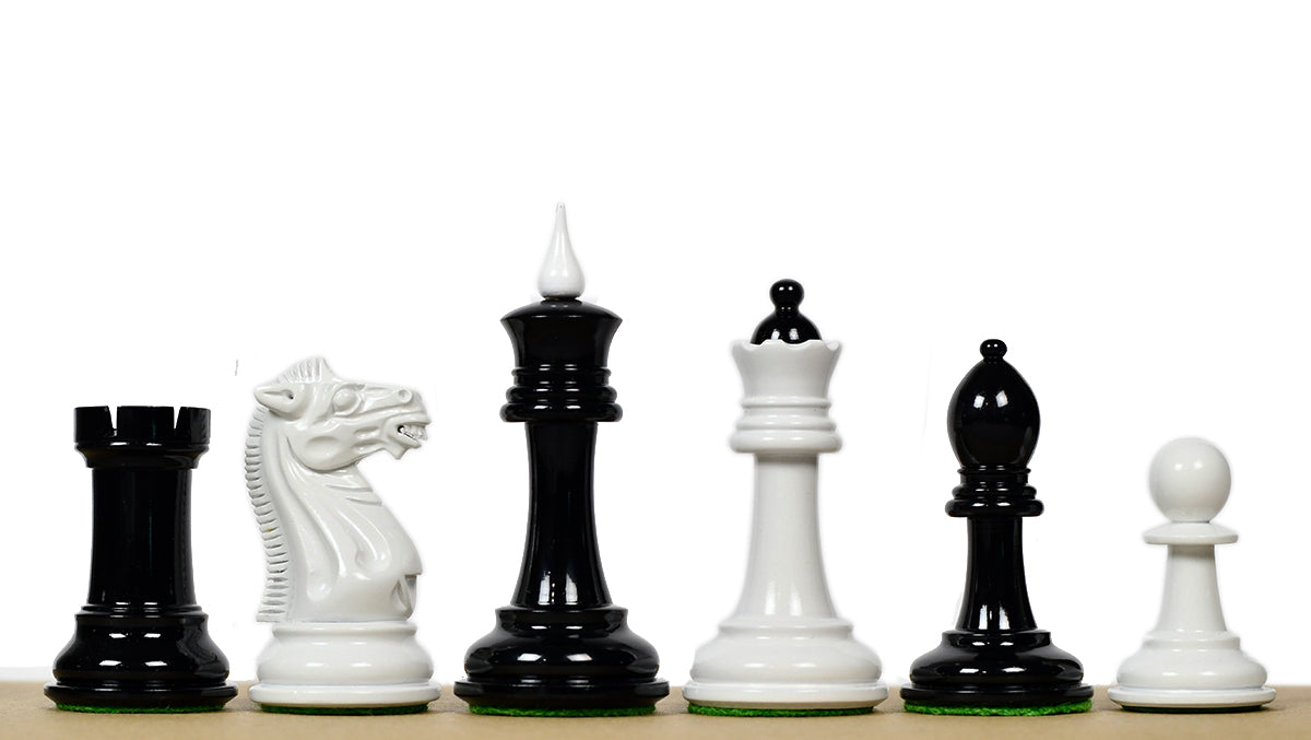 1940s' Soviet Club Chess Set - Chess Pieces Only - Ebony & Ivory White - 4.0" King