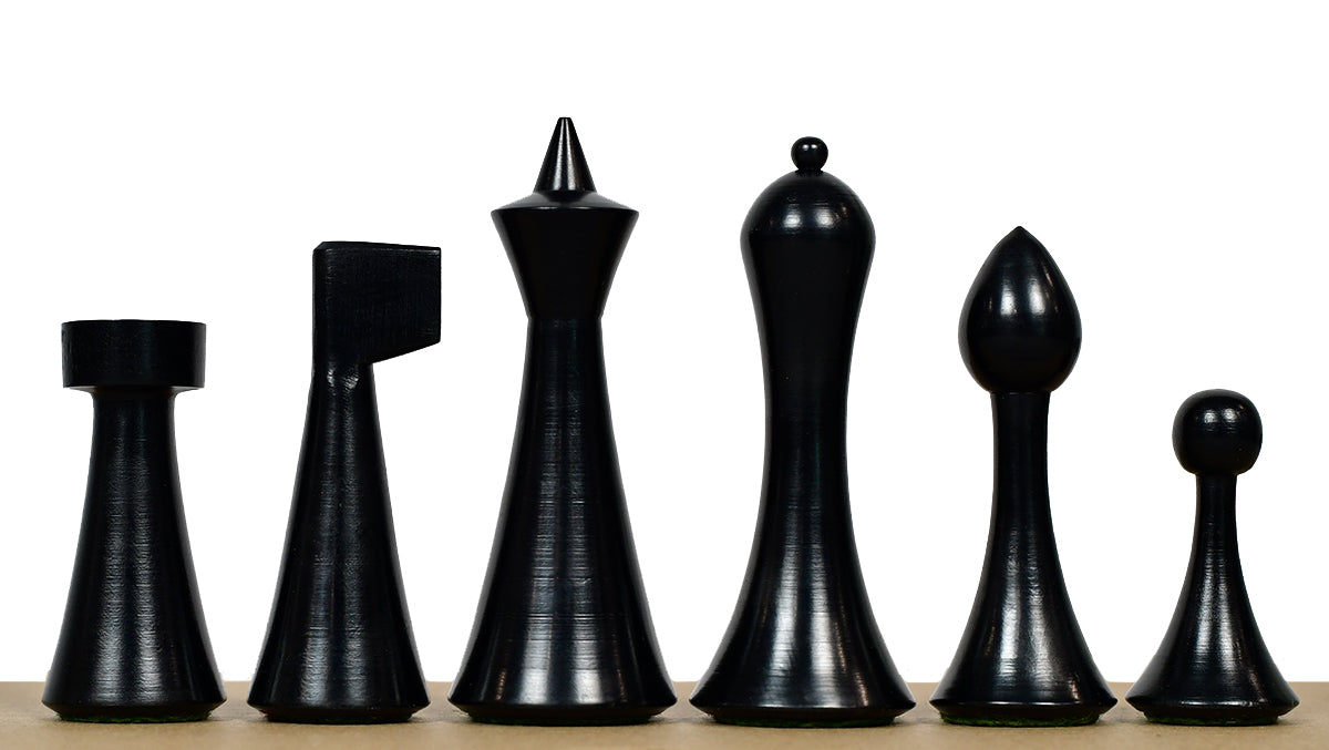 3.75'' Herman Ohme Minimalist Chess Set – Weighted Ebonized Boxwood – Pieces Only