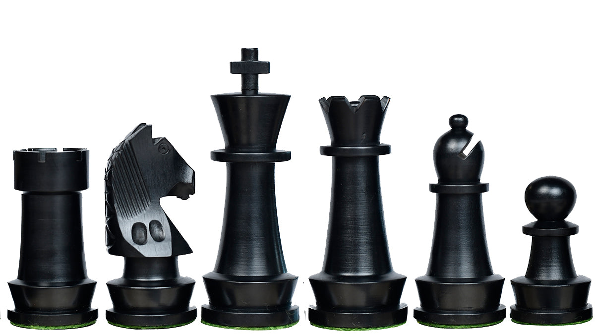 The Championship Series Staunton Chess Pieces in Ebonized Boxwood & Natural Boxwood - 3.75" King