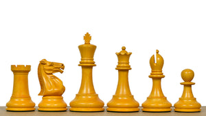 1900s' Marshall Staunton Pattern Chess Pieces in Ebony / Antiqued Boxwood with King Side Stamping - 3.75" King
