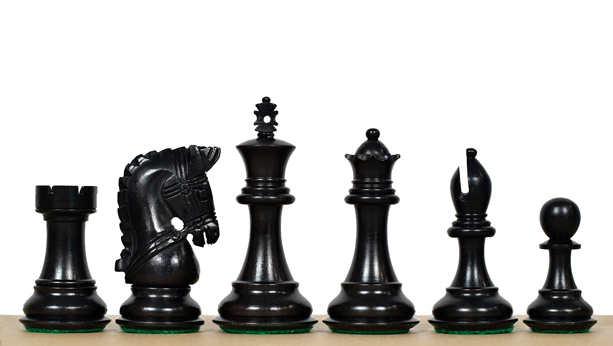 3.58" Bridle Series Wooden Chess Pieces in Ebony & Box Wood - 1200 Grams