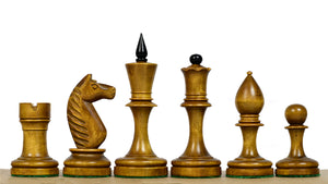 The Repro of Averbakh 1949 Moscow Chess Championship Chess Pieces in Ebonized & Antiqued Boxwood 4.20 inch King - 1130 Grams Weight