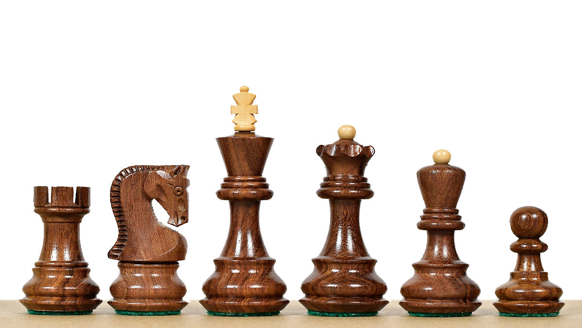 Traditional Russian Zagreb Wooden Chess Pieces in Sheesham & Natural Boxwood - 3.1" King