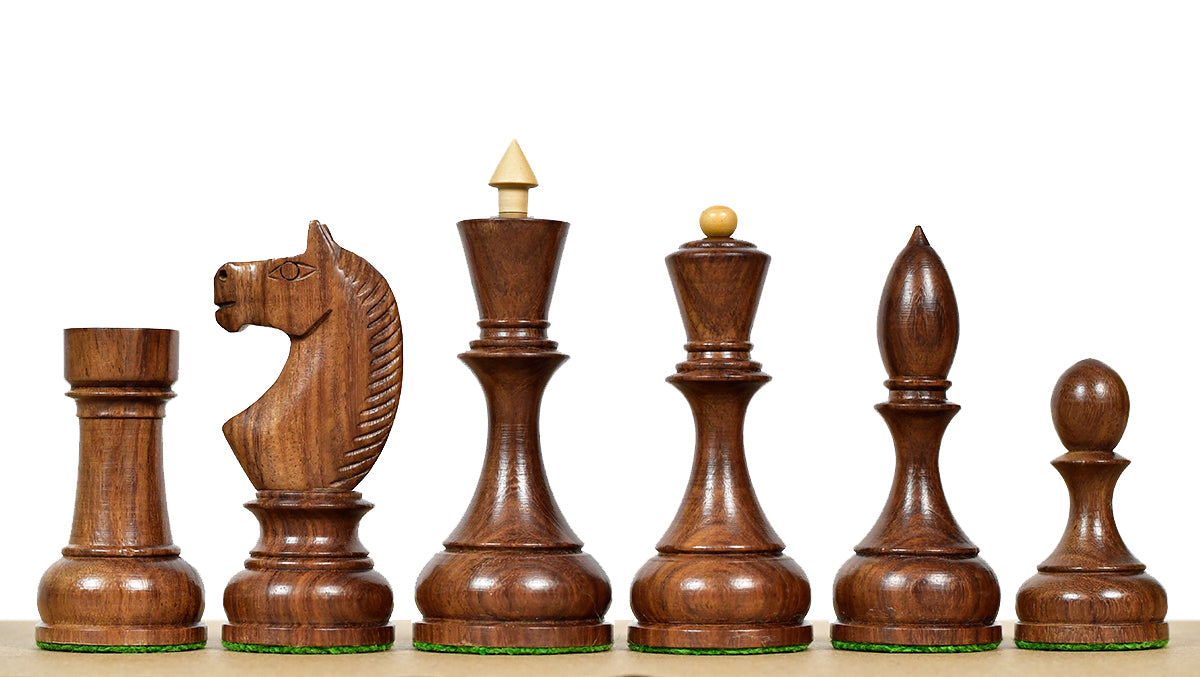 Circa 1930s "Leningrad Schoolboy" Soviet Chess Pieces 4.2 inch King in Sheesham & Boxwood - 1530 Grams