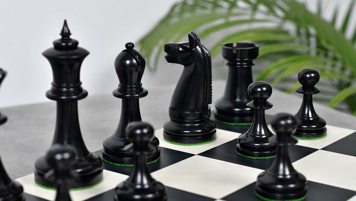 1900s' American Chess Company Reproduction Tournament Chess Set - In Ebony & Boxwood 3.8" King