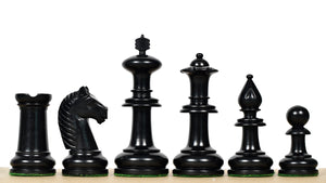 19th Century Antique Austrian Series Hand Crafted Chess Pieces in Ebonized & Boxwood - 4.2" King