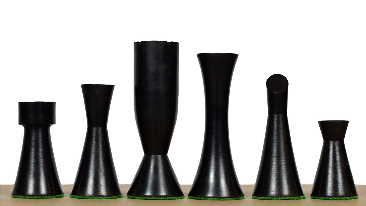 Minimalist Series Midnight Contemporary Chess Pieces in Ebonized Boxwood & Box Wood - 3.4" King