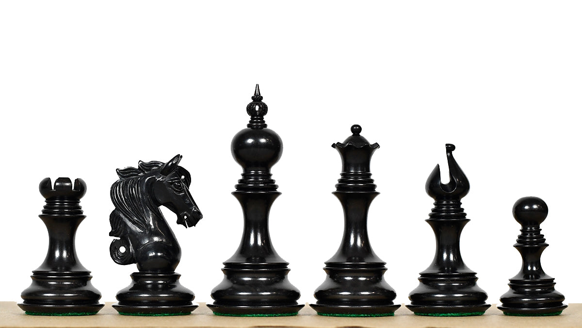 Admiral Series II Staunton Luxury Chess Pieces in Ebony Wood & Boxwood - 4.5" King