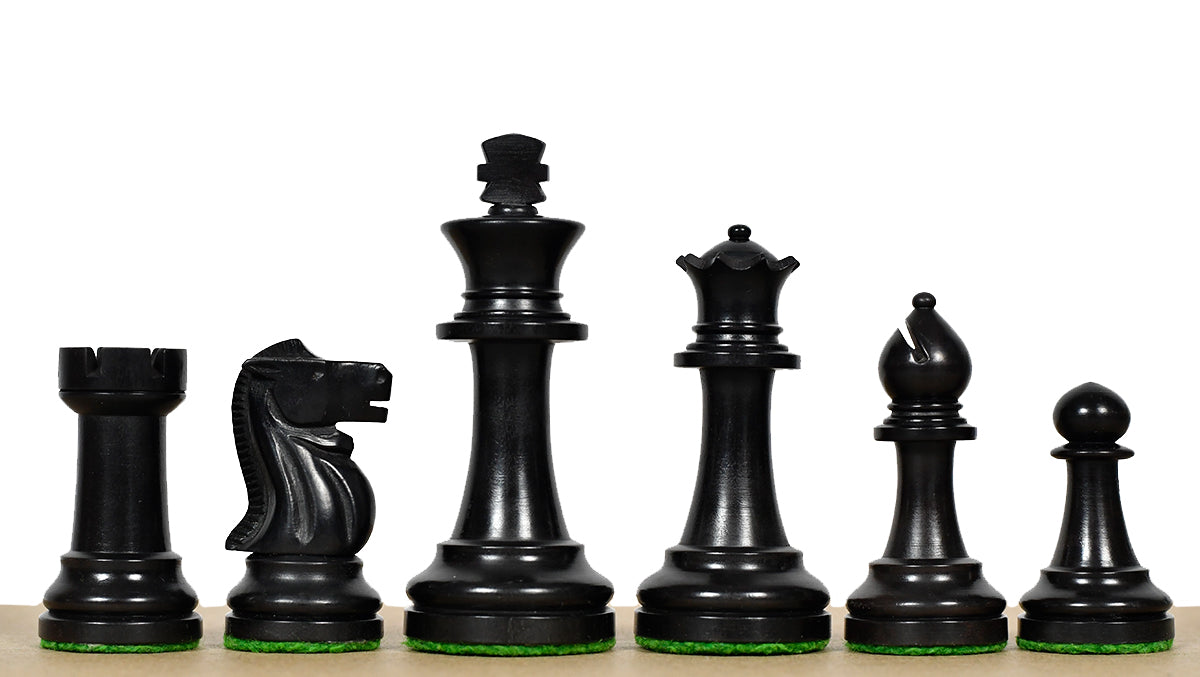 Canadian Staunton Series Chess Pieces in Ebonized Boxwood /Natural Boxwood - 3.3" King