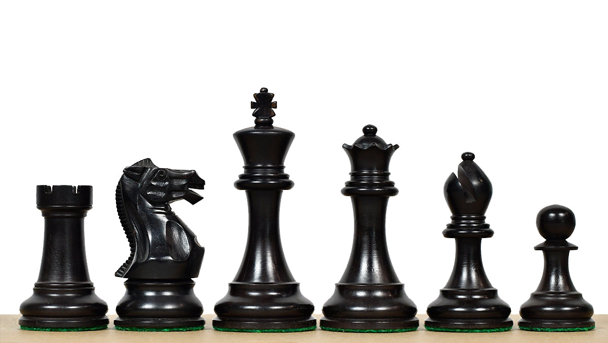 3.8" Pro Staunton Series Tournament Weighted Chess Pieces in Ebonized and Boxwood - 1264 Grams