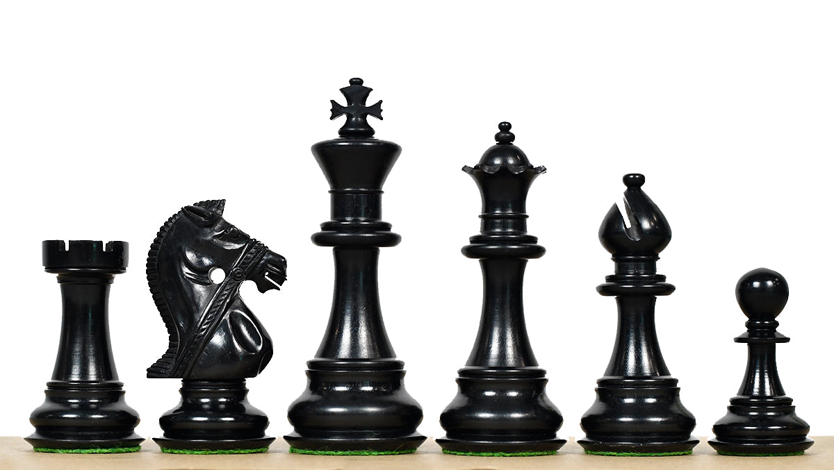 Noble Stallion Chess Set Bridle Edition in Ebony & Box Wood - 4.8" King
