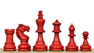 Special Edition Reproduced Vintage 1950's Circa Bohemia Staunton Series German Chess Pieces in Stained Crimson Boxwood - 3.89" King