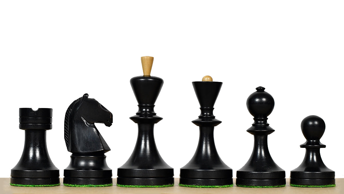 Russian (Soviet Era) Series Chess Pieces in Ebonized Boxwood & Natural Boxwood - 3.75" King