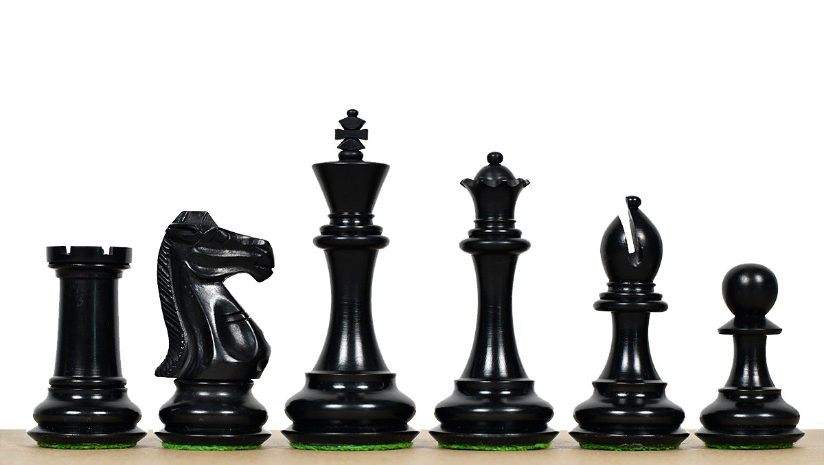 The Old Romeo Staunton Series Weighted Chess Pieces in Ebony & Box Wood - 3.8" King